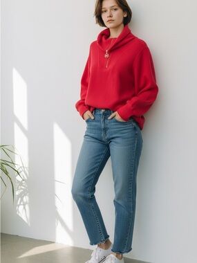 Marc New York Red Half-Zip Funnel Neck Sweatshirt